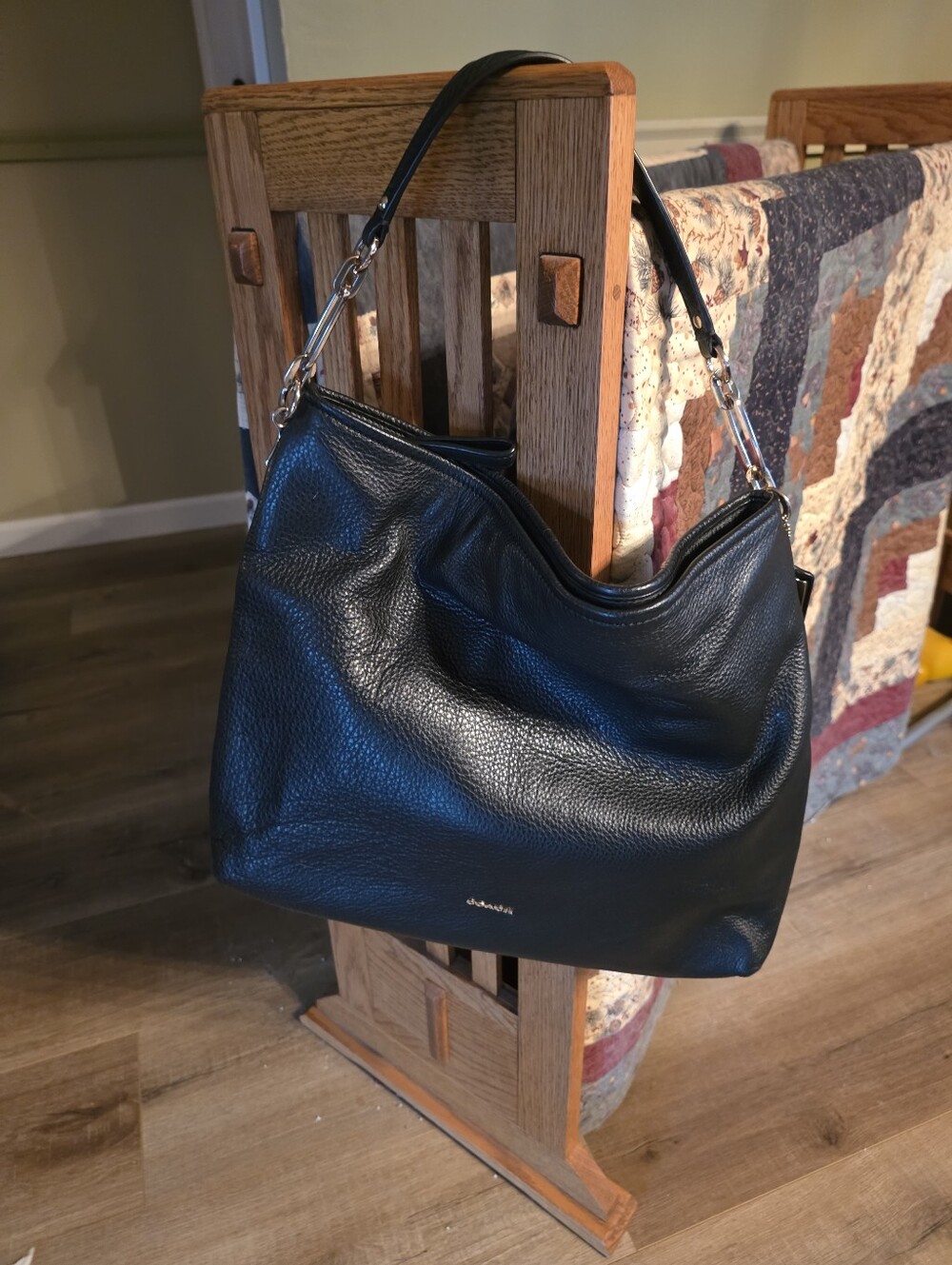 Coach Black Pebbled Leather Shoulder Hobo